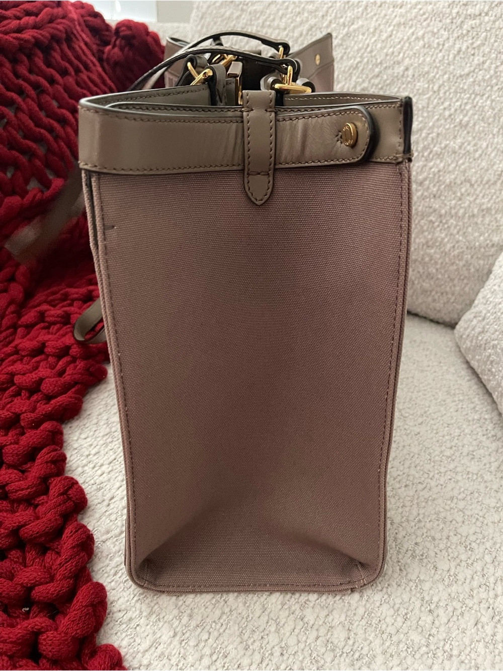 Fendi Brown Taupe FF Jacquard Double-Handle Tote - Picture 3 of 13